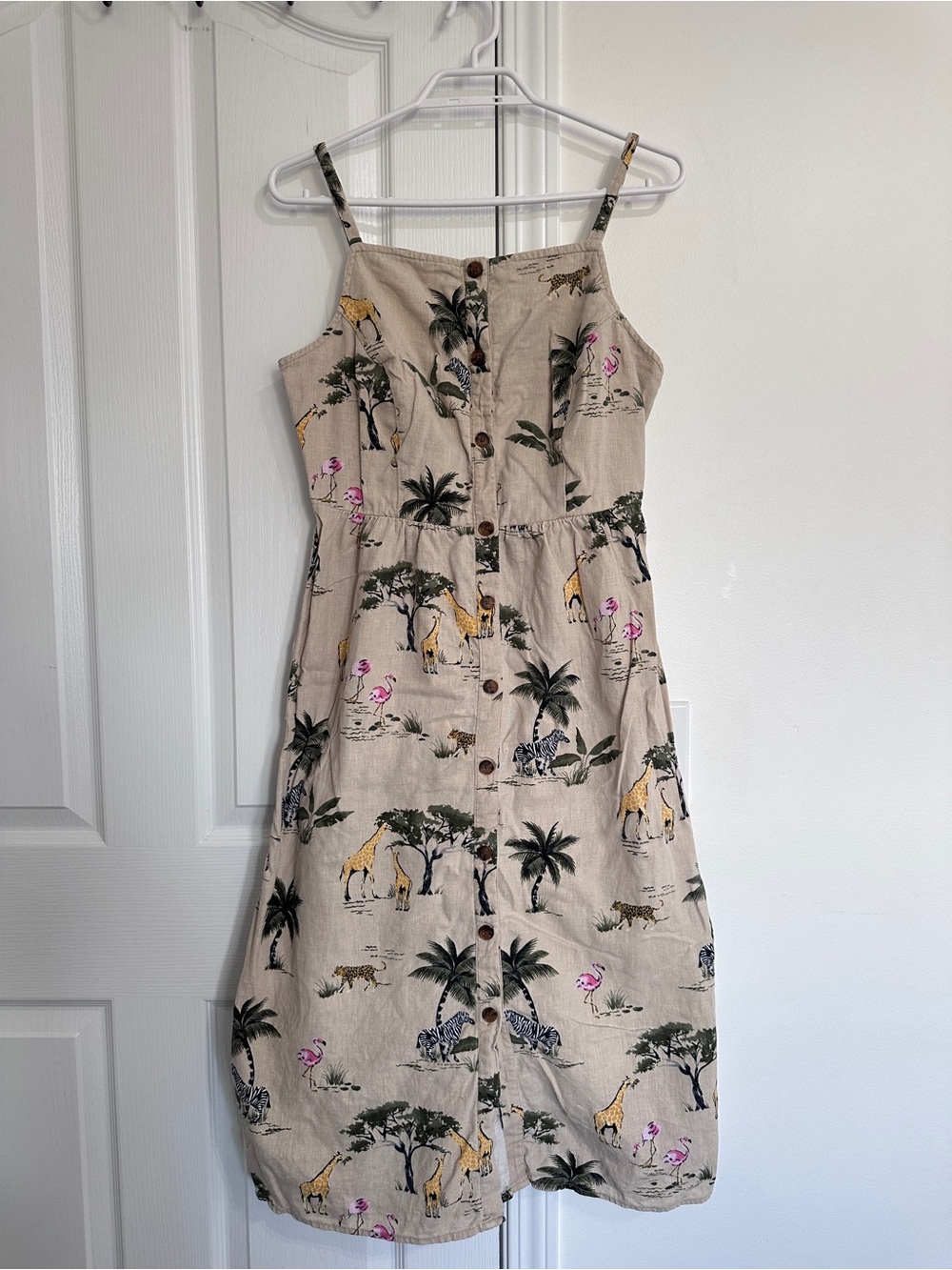 Old Navy Beige Tropical Safari Button-Front Sundress
